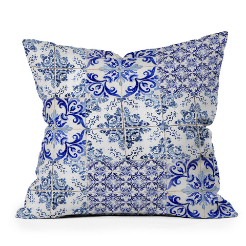 Ingrid Beddoes Portuguese Azulejos Outdoor Throw Pillow