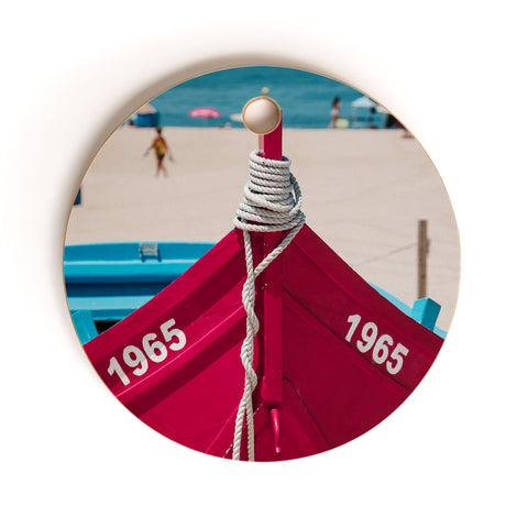 Ingrid Beddoes Portuguese fishing boat II Cutting Board Round