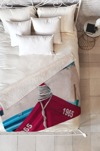 Ingrid Beddoes Portuguese fishing boat II Fleece Throw Blanket