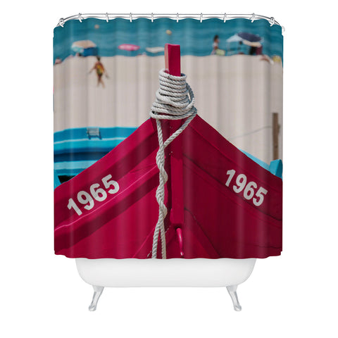 Ingrid Beddoes Portuguese fishing boat II Shower Curtain