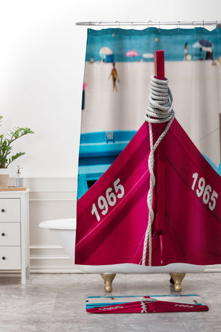 Ingrid Beddoes Portuguese fishing boat II Shower Curtain And Mat