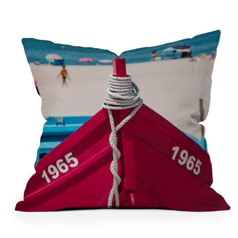 Ingrid Beddoes Portuguese fishing boat II Throw Pillow