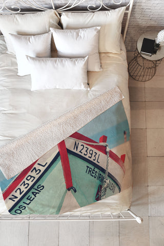 Ingrid Beddoes Portuguese fishing boat Fleece Throw Blanket