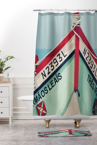 Ingrid Beddoes Portuguese fishing boat Shower Curtain And Mat
