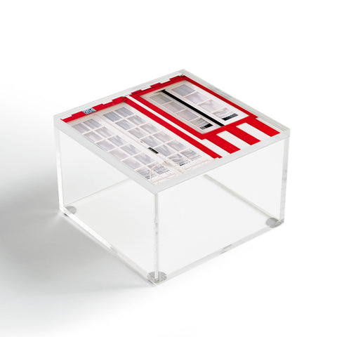 Ingrid Beddoes Red Stripes Beach House Acrylic Box