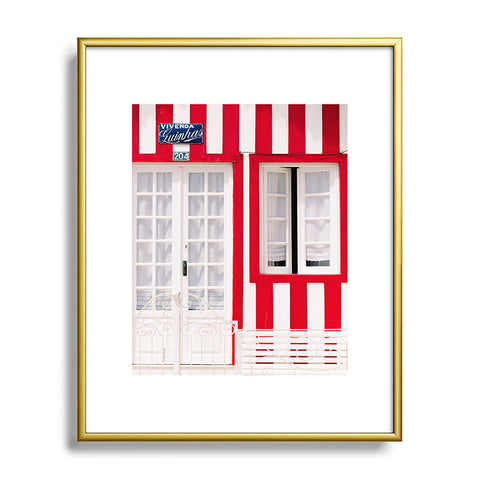 Ingrid Beddoes Red Stripes Beach House Metal Framed Art Print