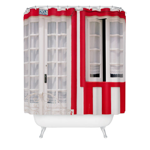 Ingrid Beddoes Red Stripes Beach House Shower Curtain