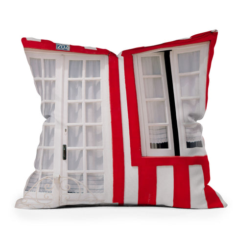 Ingrid Beddoes Red Stripes Beach House Throw Pillow