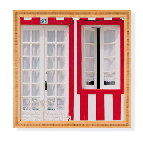 Ingrid Beddoes Red Stripes Beach House Framed Wall Art