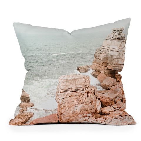 Ingrid Beddoes Rocky coastline Outdoor Throw Pillow