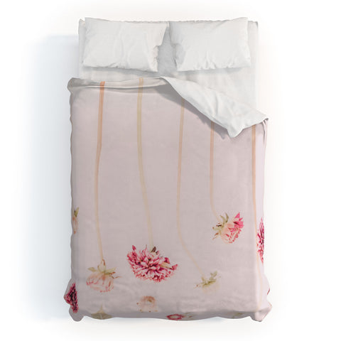 Ingrid Beddoes Strawflowers Pink Flowers Duvet Cover