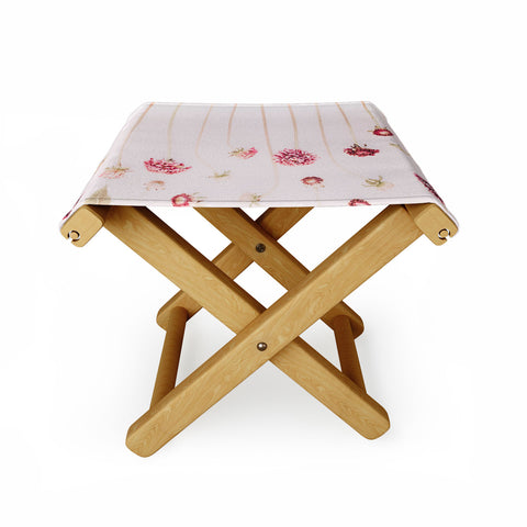 Ingrid Beddoes Strawflowers Pink Flowers Folding Stool