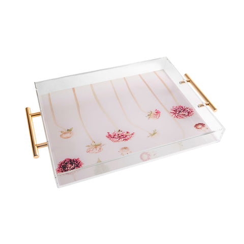 Ingrid Beddoes Strawflowers Pink Flowers Acrylic Tray