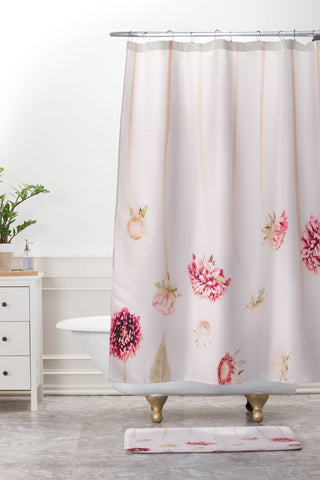 Ingrid Beddoes Strawflowers Pink Flowers Shower Curtain And Mat