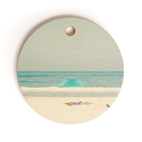 Ingrid Beddoes Turquoise Beach Umbrella Cutting Board Round