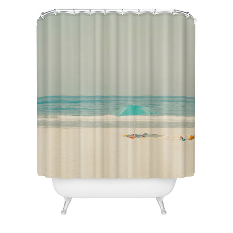 Ingrid Beddoes Turquoise Beach Umbrella Shower Curtain