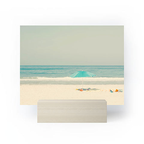 Ingrid Beddoes Turquoise Beach Umbrella Mini Art Print