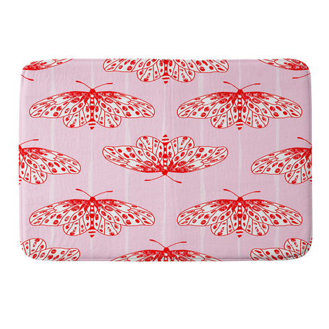 Insvy Design Studio Butterfly Pink Red Memory Foam Bath Mat