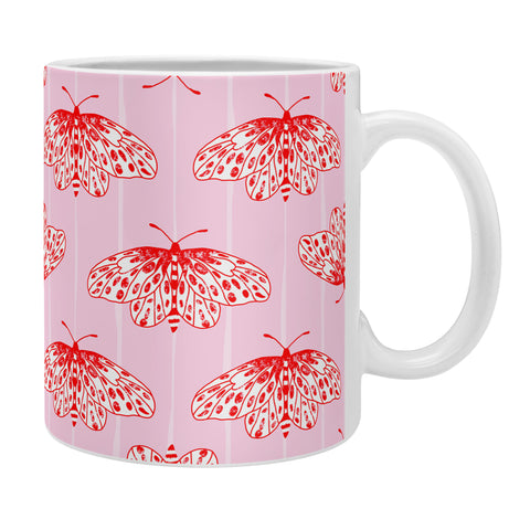 Insvy Design Studio Butterfly Pink Red Coffee Mug