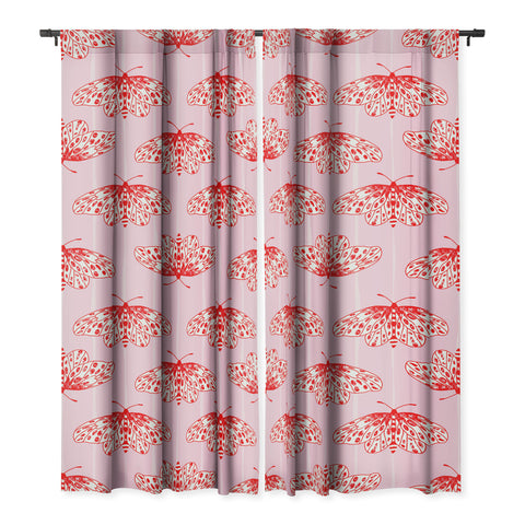 Insvy Design Studio Butterfly Pink Red Blackout Non Repeat