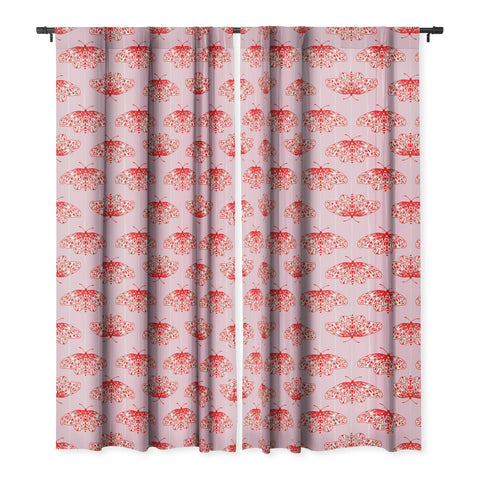 Insvy Design Studio Butterfly Pink Red Blackout Window Curtain