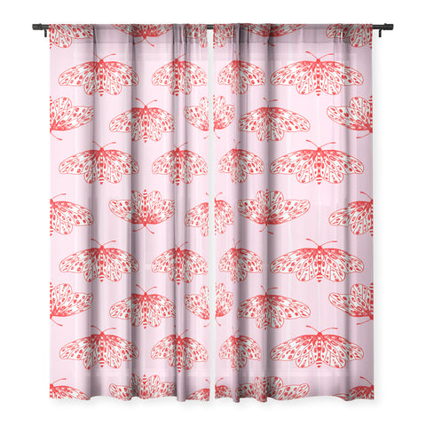 Insvy Design Studio Butterfly Pink Red Sheer Non Repeat