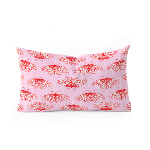 Insvy Design Studio Butterfly Pink Red Oblong Throw Pillow