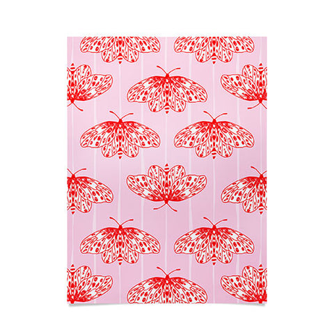 Insvy Design Studio Butterfly Pink Red Poster