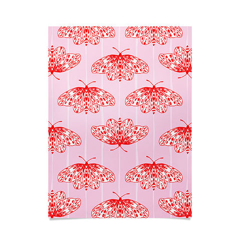 Insvy Design Studio Butterfly Pink Red Poster