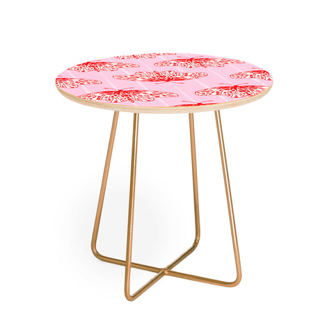 Insvy Design Studio Butterfly Pink Red Round Side Table