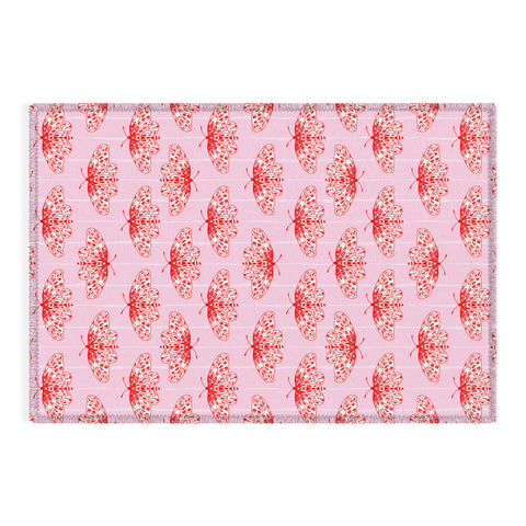Insvy Design Studio Butterfly Pink Red Outdoor Rug
