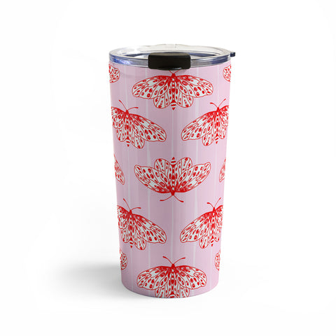 Insvy Design Studio Butterfly Pink Red Travel Mug