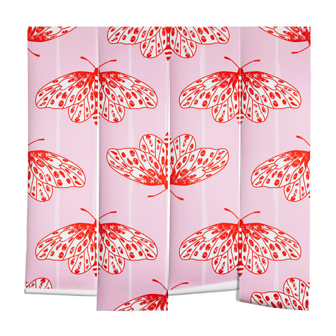 Insvy Design Studio Butterfly Pink Red Wall Mural