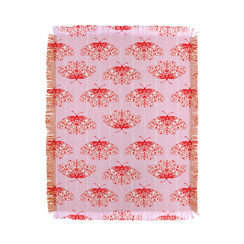 Insvy Design Studio Butterfly Pink Red Throw Blanket
