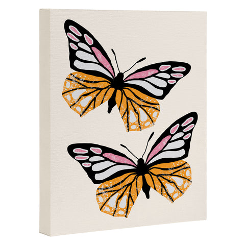 Insvy Design Studio ButterflyPink Yellow Art Canvas
