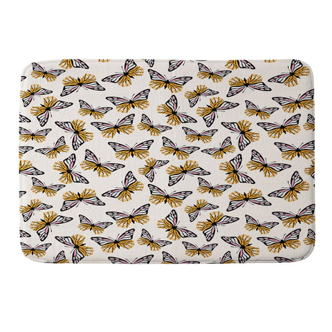 Insvy Design Studio ButterflyPink Yellow Memory Foam Bath Mat