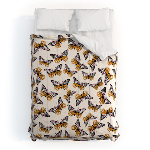 Insvy Design Studio ButterflyPink Yellow Comforter