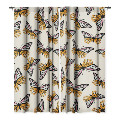 Insvy Design Studio ButterflyPink Yellow Blackout Non Repeat