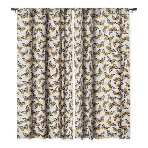 Insvy Design Studio ButterflyPink Yellow Blackout Window Curtain