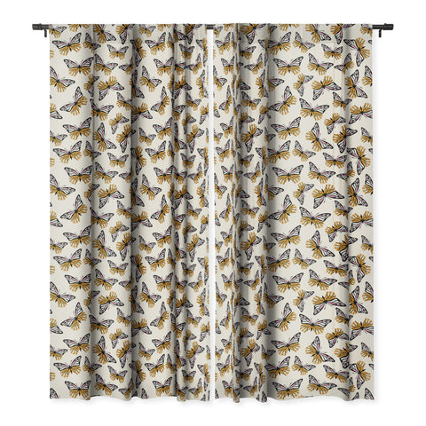 Insvy Design Studio ButterflyPink Yellow Blackout Window Curtain