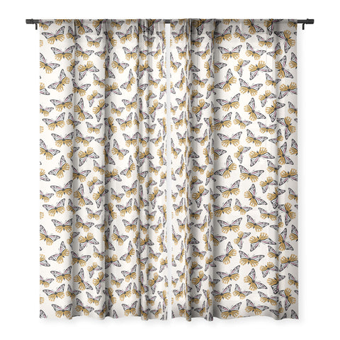 Insvy Design Studio ButterflyPink Yellow Sheer Window Curtain