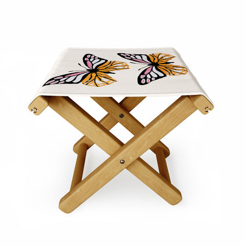 Insvy Design Studio ButterflyPink Yellow Folding Stool