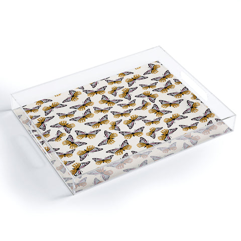 Insvy Design Studio ButterflyPink Yellow Acrylic Tray