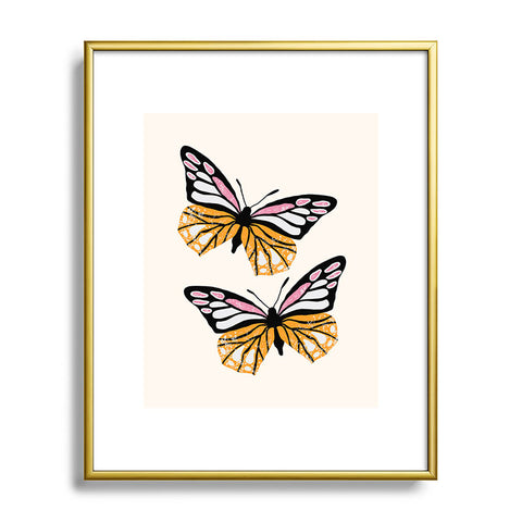Insvy Design Studio ButterflyPink Yellow Metal Framed Art Print