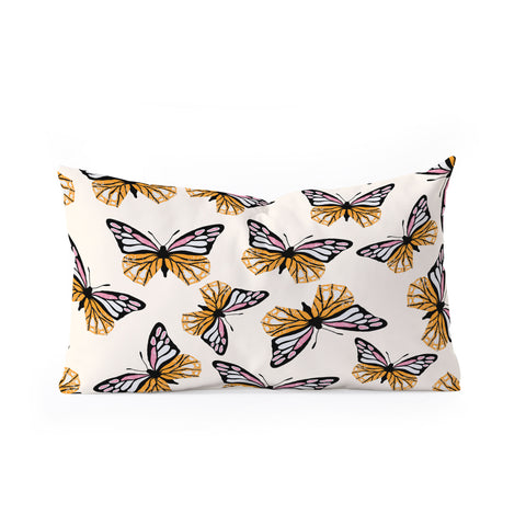 Insvy Design Studio ButterflyPink Yellow Oblong Throw Pillow