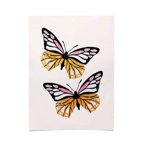 Insvy Design Studio ButterflyPink Yellow Poster
