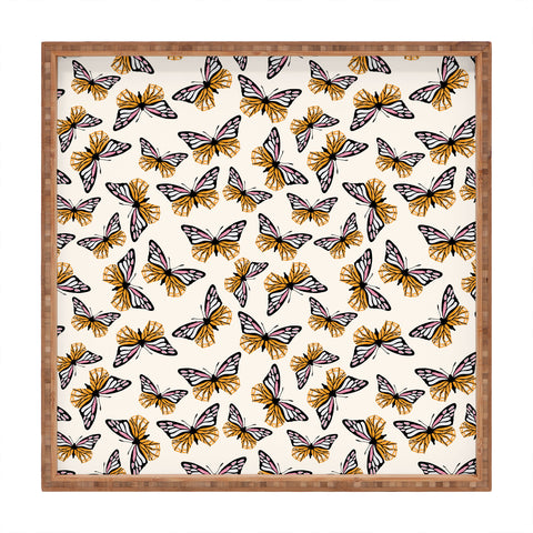 Insvy Design Studio ButterflyPink Yellow Square Tray