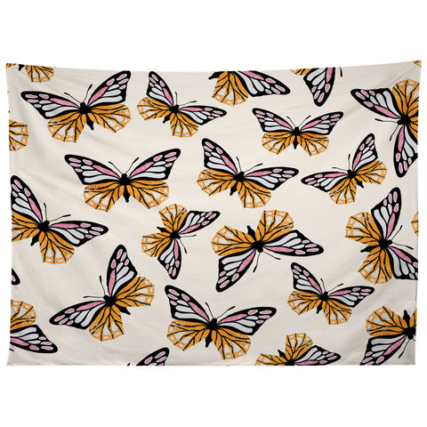 Insvy Design Studio ButterflyPink Yellow Tapestry