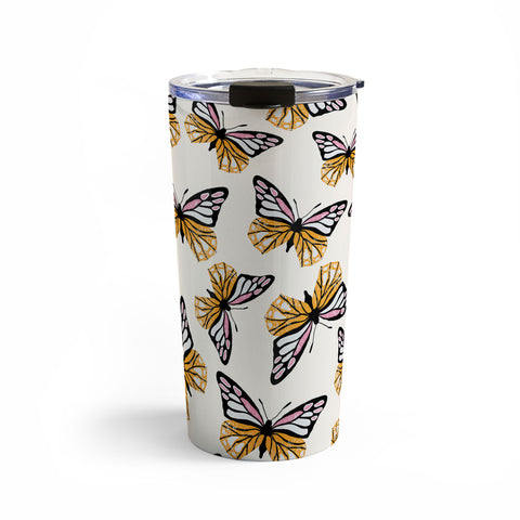 Insvy Design Studio ButterflyPink Yellow Travel Mug