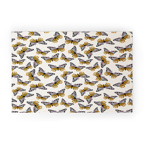 Insvy Design Studio ButterflyPink Yellow Welcome Mat